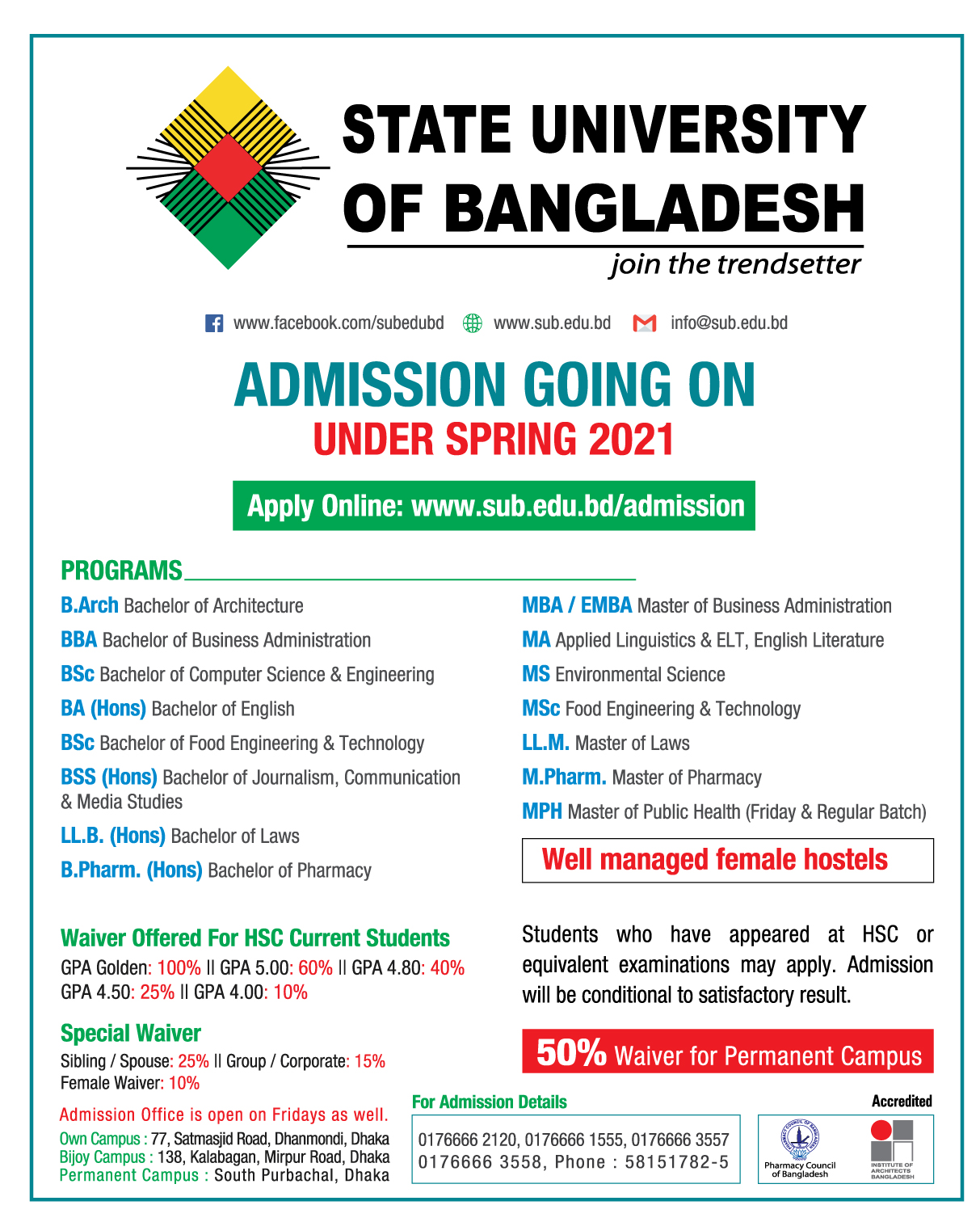 Admission – Welcome To State University Of Bangladesh | State ...